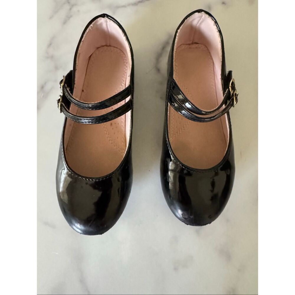 girls size 12 black glossy patent Mary Jane ballet shoes dressy small round toe
